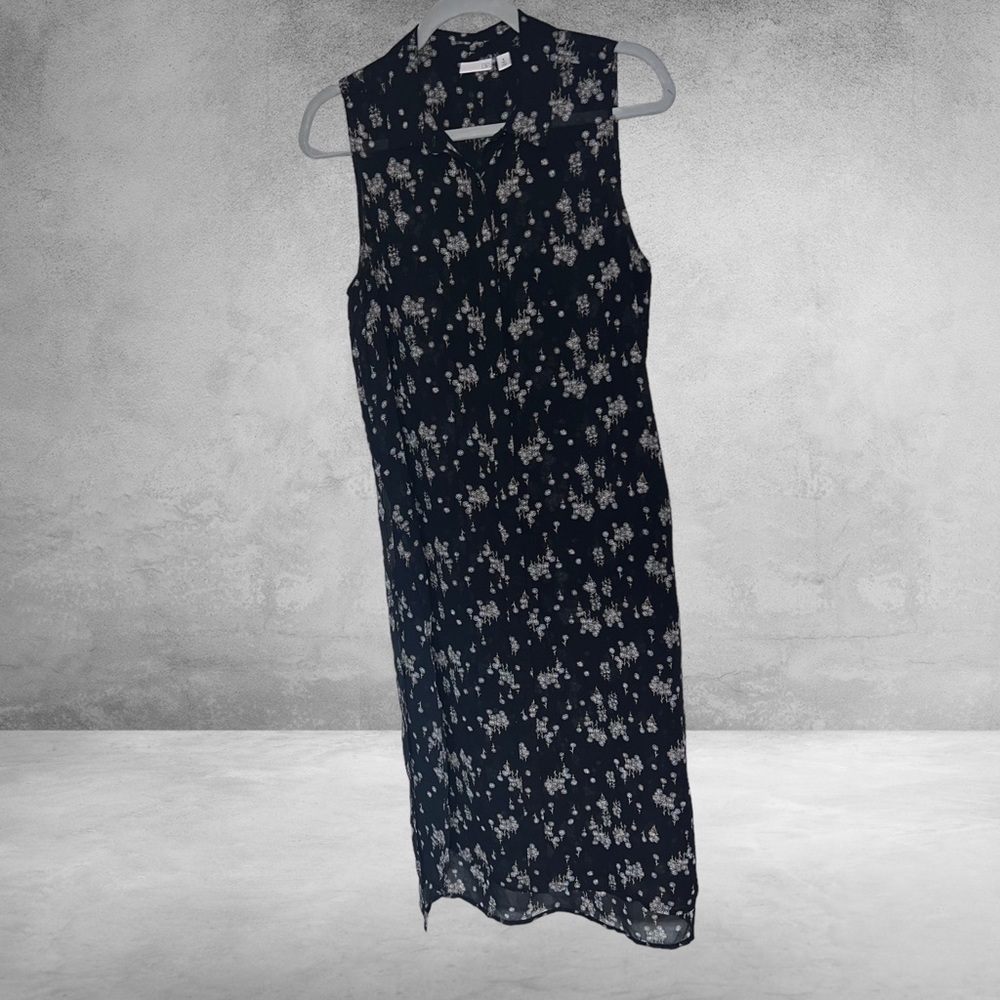 BP Sleeveless button down long sheer collared duster Sz S Black